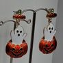 Cute Enamel Ghost in Jack O' Lantern Pumpkin Earrings Image 8