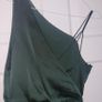 Reiss Size 6 Emerald Green Satin Midi Cowl Neck Dress Image 3