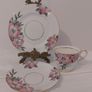 Fabulous Vintage Rare Patterned Royal Stafford Bone China Hand-Painted and Hand-Gilded Trio in a Stunning Pink Hibiscus Pattern, Pattern number 8239, Mint/Cabinet Condition Image 6
