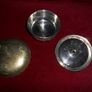 Vintage Brass Ornamental Indian Spice Jar with Silver Plated Inlay& Tray Stand Image 4