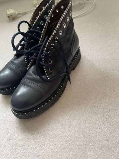 Dark Navy leather ankle boots Marco Moreo Size 38