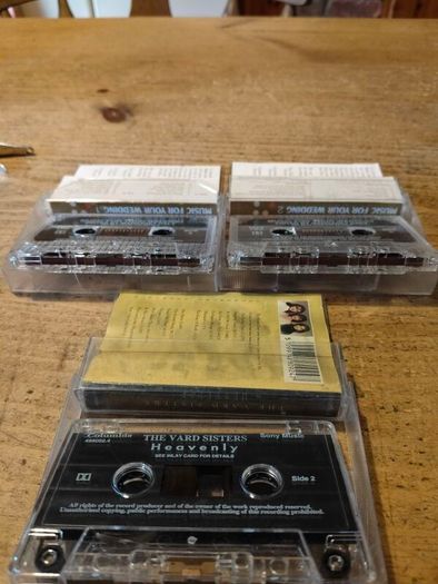 vintage cassette tapes from the Irish musical group The Vard Sisters, music collection "Music for Your Wedding" edited by Margaret Daly. Three cassette tapes featuring Christian and wedding music