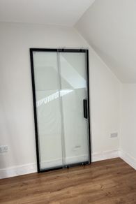 Shower Sliding Door Metal Black 1000 mm Sonas ASPECT