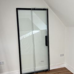 Shower Sliding Door Metal Black 1000 mm Sonas ASPECT