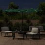 Double-Head Garden Parasol with LEDs Green 316x145 cm Image 3