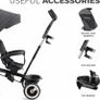 Tricycle, Baby Push Trike, Kids First Bike, Free Wheel Functions, Parenthandle, Footrest, Accessories, Bag, Cupholder, from 9 Months to 5 Years, Gray Image 7