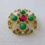 Vintage Style Maltese Cross Pearl Crystal Gold Brooch Image 4