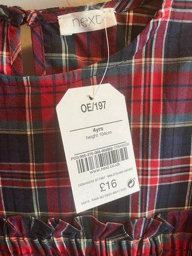 Next BNWT age 4 Dressy Tartan Tunic Top