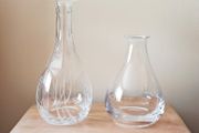 Two beautiful vintage decanters  no stoppers  height 26cm &amp; 19cm