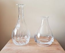 Two beautiful vintage decanters  no stoppers  height 26cm & 19cm