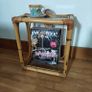 Vintage Italian bamboo and rattan coffee  table magazine rack, from the 1970s Image 5