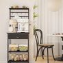 5 Tier Coffee Bar Station, Coffee Stand with Fabric Drawers, 8 S-Shaped Hooks, Corner Bar Cabinet, Height Adjustable, Bakers Rack for Kitchen, Living Room, Black Image 7