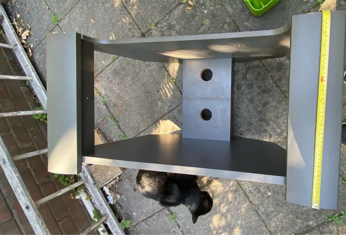 Tv Stand Solid Grey With Tempered Glass Shelf