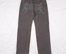 Revenge Charcoal Grey Brown Embroidered Logo Straight Leg Denim Jeans W31/L29