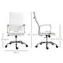 Conference Room Chairs, High Back, Swivel PU Leather, with Arm, Wheels, Adjustable Height, White Image 3