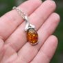 Vintage Real Baltic Amber & Sterling Silver Large Classic Pendant With Sterling Silver Chain -, Amber 8,3g Image 2
