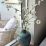 Metal Vase & Fake Peach Blossom Flowers Image 2