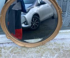 Vintage gold round mirror free postage