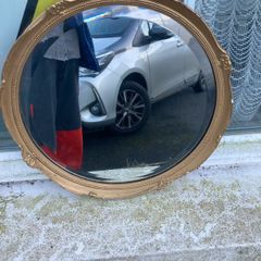 Vintage gold round mirror free postage