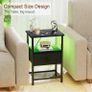 Bedside Table with Charging Station, Small Sofa Side Table with LED Light Image 3