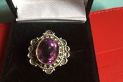 Silver amathyst stone dress ring