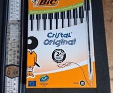 Brand New in packaging Helix Oxford 30cm Folding Ruler and 10 Black Cristal Original BIC pens