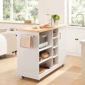 Kitchen Island Kitchen Cabinet portable white / natural