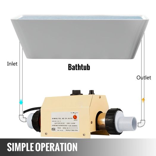 3KW Electric Water Heater Thermostat 220V Swimming Pool Heater Bathtub SPA Bath For Massage Hot Tub & Jacuzzi Heating