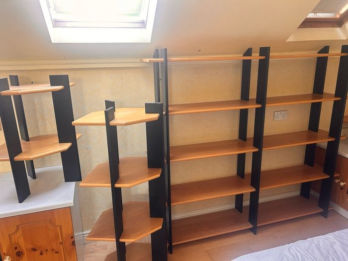 wooden shelf units