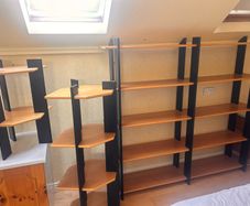 wooden shelf units