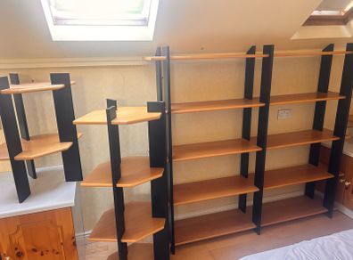 wooden shelf units