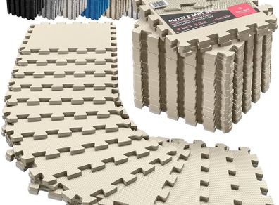 MULTIPLE COLOURS AVAILABLE Soft Foam Floor Mat - 18 Pieces Protective Gym Flooring Set, Exercise Mats EVA Puzzle Rubber Tiles, Ground Surface Protection Workout Underlay Matting Sports Pool Home Fitness Garage
