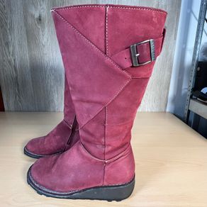 Fatface Knee Length Leather Boots Bellona Boot Burgandy Red size EU 38 UK 5