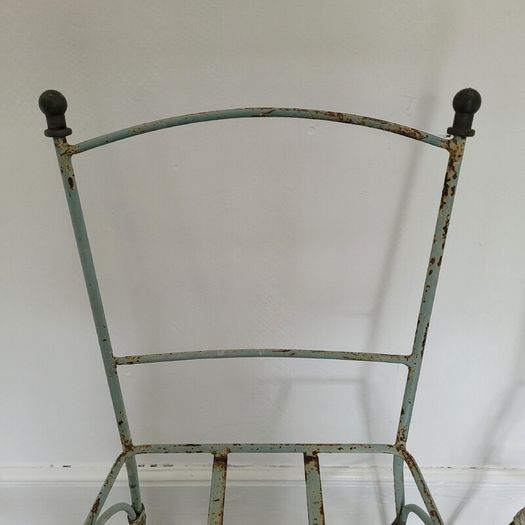 Antique pair of french wrought iron garden chairs