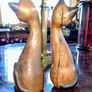Pair of tall vintage wooden carved figurines Image 2