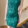 Quiz Emerald Green Sequin Floral Midi Dress | Size 10 Image 7