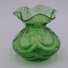 Hand Blown Green Ruffled Vase