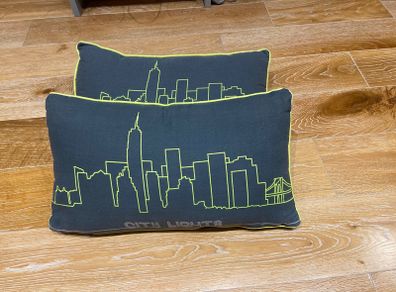 Grey City Lights cushions x 2