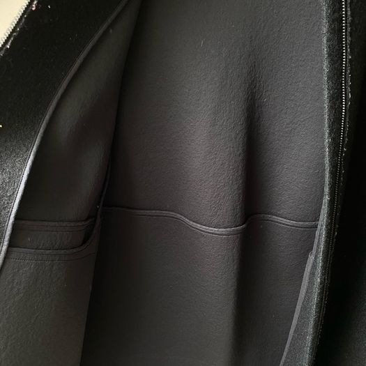 COS 100% Boiled Wool Cocoon Zip Jacket Coat - Black