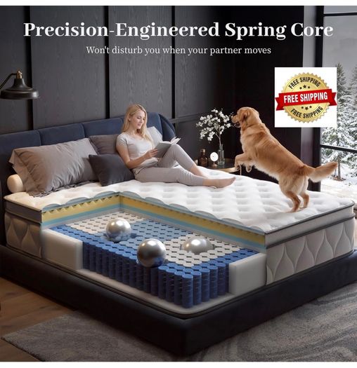 King Size Mattress, 25cm Hybrid Orthopedic Memory Foam Mattress with Pocket Springs, Back Support Motion Isolation, 7-Zoned Coil, Medium Firm & Edge Support
