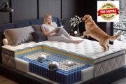 King Size Mattress, 25cm Hybrid Orthopedic Memory Foam Mattress with Pocket Springs, Back Support Motion Isolation, 7-Zoned Coil, Medium Firm &amp; Edge Support