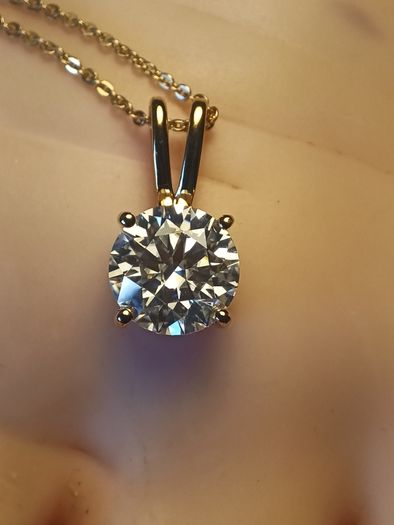 2.5ct. Moissanite Solitaire Pendant and Chain