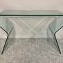 Modern curved glass table / hall console organic shape / side table / display shelf / transparent unit / not acrylic Image 2
