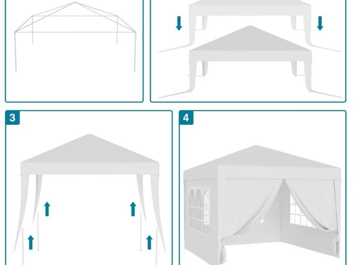 Waterproof 3x3m Gazebo White with 4 side walls