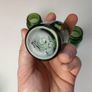 233 - Set of 3 1950s Vintage Green Glass Bottom Embossed Letters Science Medicine Pills Chemicals Collectible Decorative Jars Image 5