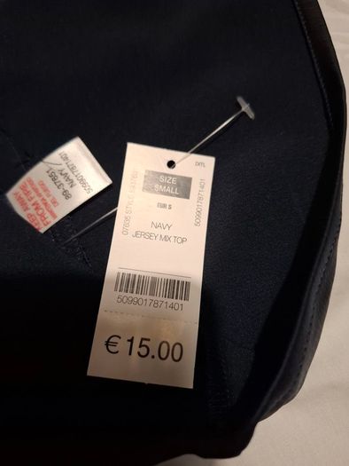 Dunnes Navy Satin Mix Top