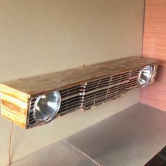 Mancave shelf. Car grille.