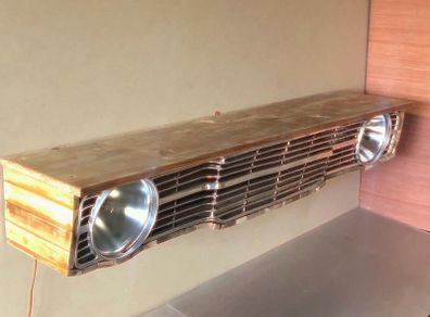 Mancave shelf. Car grille.