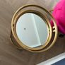 Small brass coffee table with mirror on top. Light, 40 cm diameter, elegant and classy. No damages as per pictures Image 2
