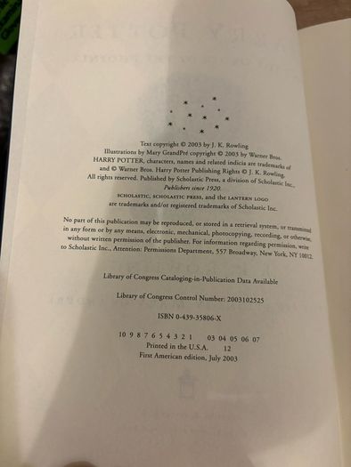 Harry Potter and the Order of the Phoenix 1st American Edition